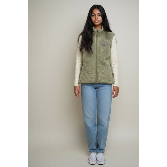 Patagonia Womena Retro x Vest Size Xl Deep Pile Green Sherpa Fleece - Picture 1 of 2